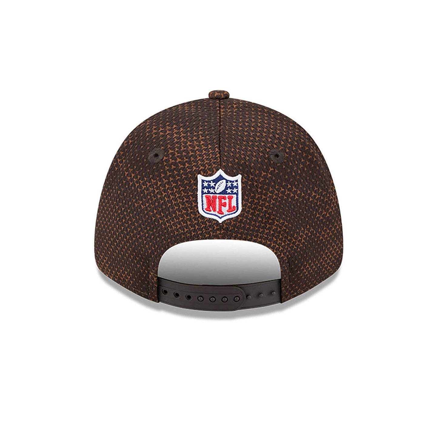 This is a Cleveland Browns NFL Sideline 2024 Dark Brown 9FORTY Stretch Snap Cap 5