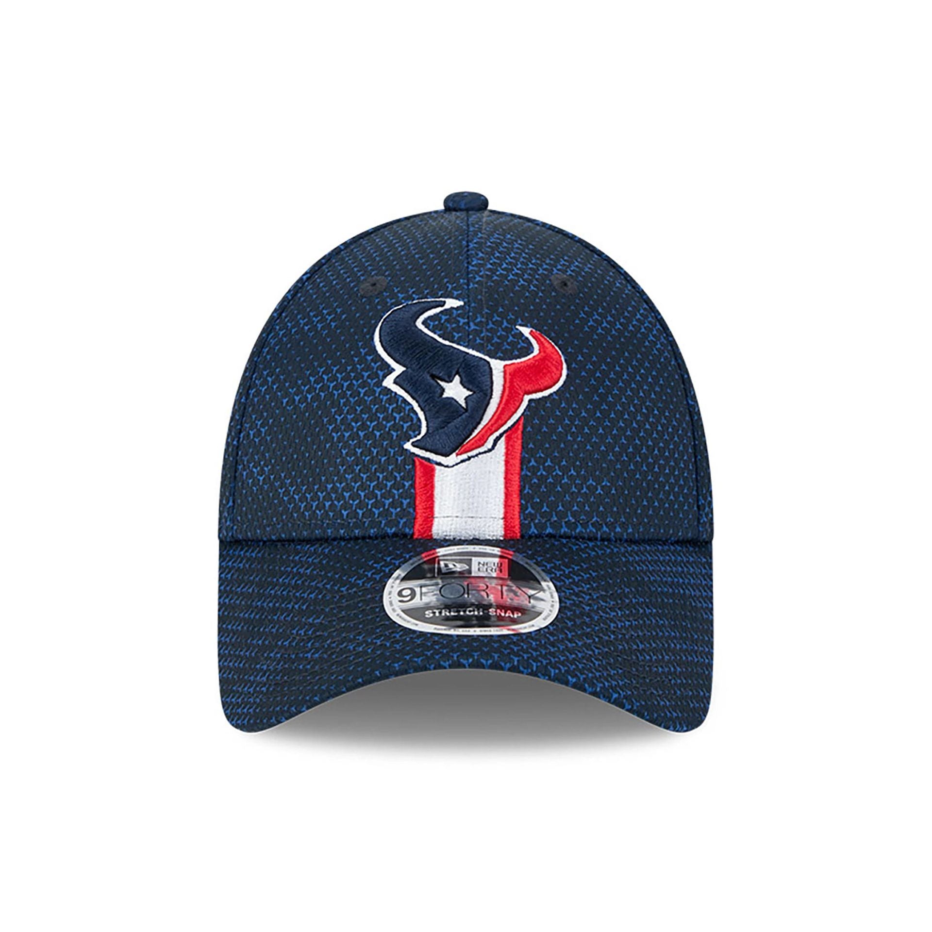 This is a Houston Texans NFL Sideline 2024 Navy 9FORTY Stretch Snap Cap 2