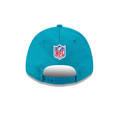 This is a Jacksonville Jaguars NFL Sideline 2024 Turquoise 9FORTY Stretch Snap Cap 4