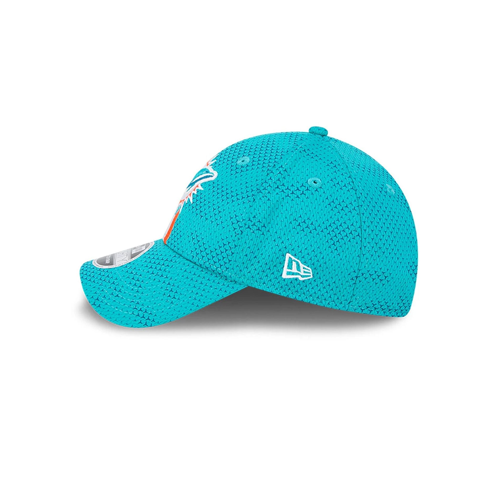 This is a Miami Dolphins NFL Sideline 2024 Turquoise 9FORTY Stretch Snap Cap 7