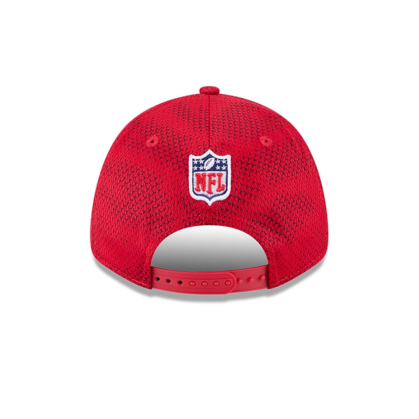 This is a Tampa Bay Buccaneers NFL Sideline 2024 Red 9FORTY Stretch Snap Cap 5