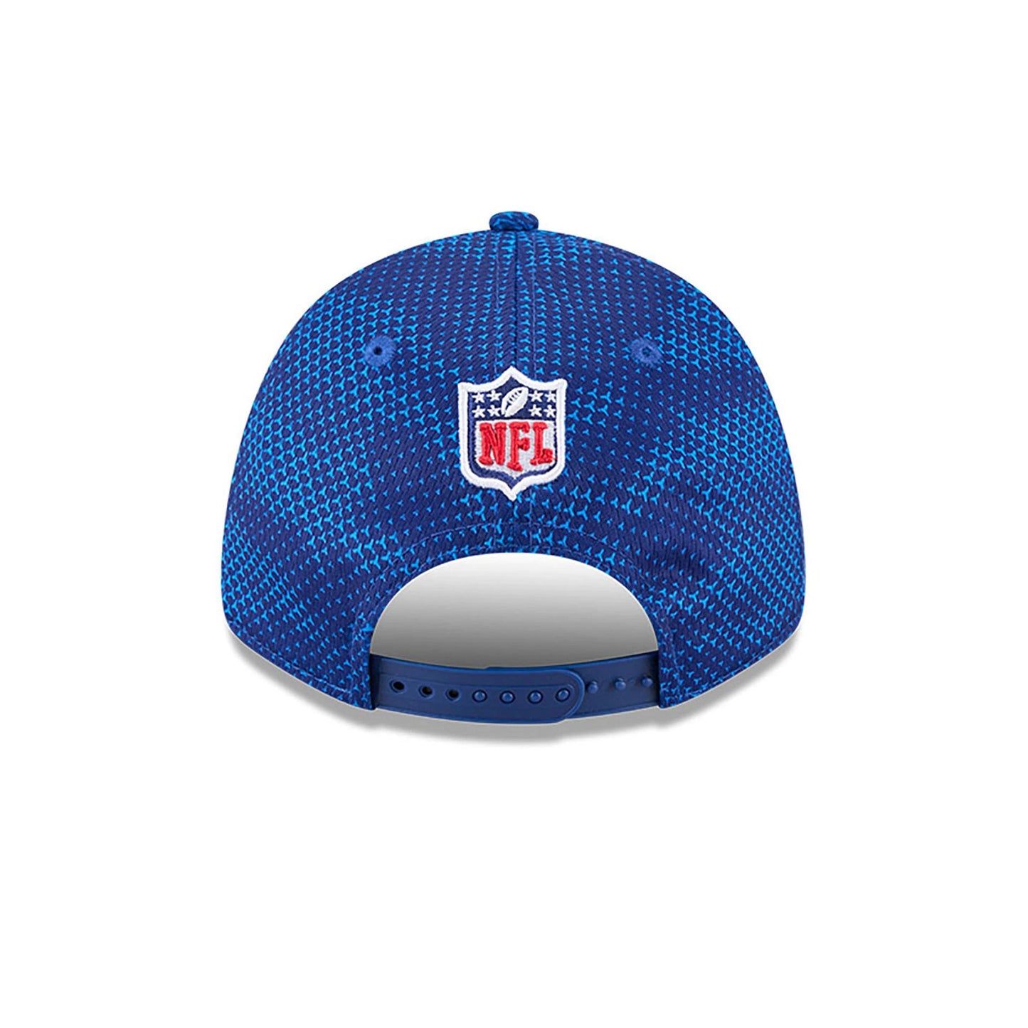 This is a New York Giants NFL Sideline 2024 Blue 9FORTY Stretch Snap Cap 5