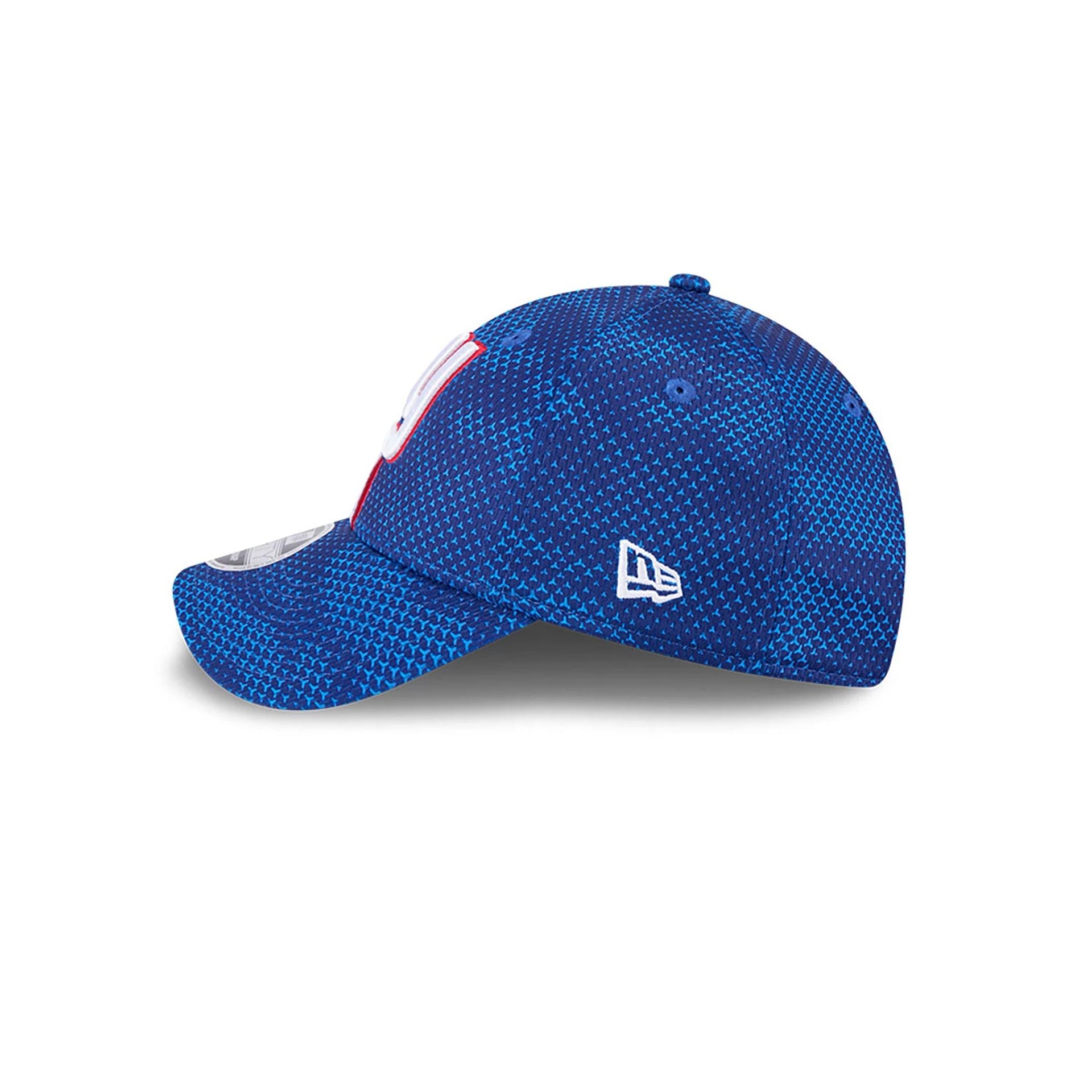 This is a New York Giants NFL Sideline 2024 Blue 9FORTY Stretch Snap Cap 7