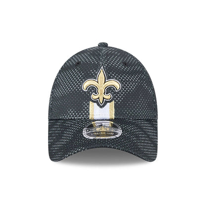 This is a New Orleans Saints NFL Sideline 2024 Black 9FORTY Stretch Snap Cap 2