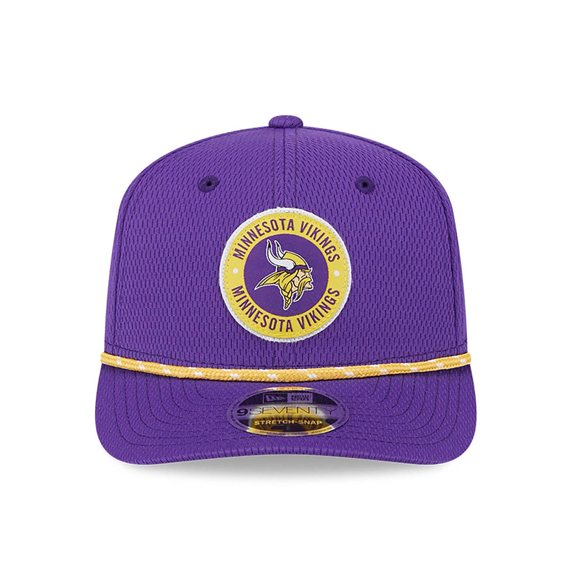 This is a Minnesota Vikings NFL Sideline 2024 Purple 9SEVENTY Stretch Snap Cap 2