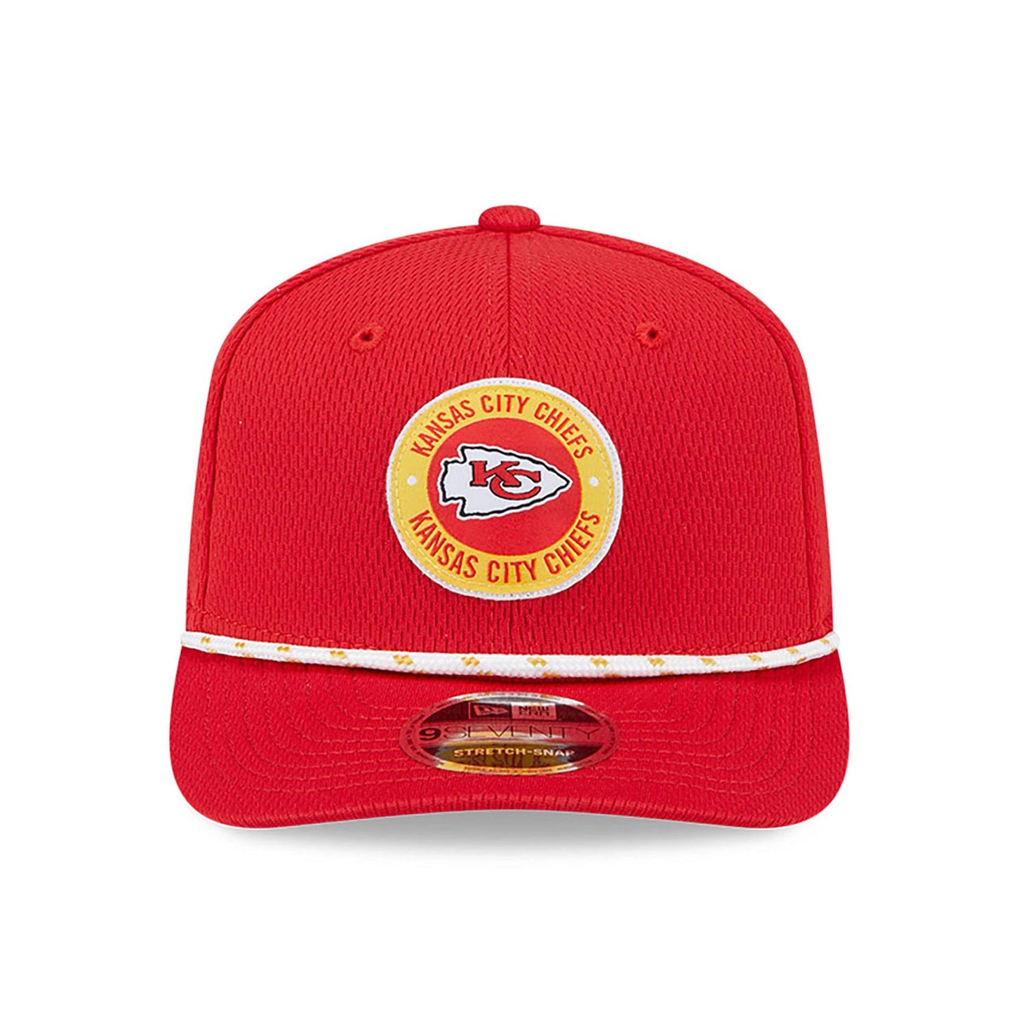 This is a Kansas City Chiefs NFL Sideline 2024 Red 9SEVENTY Stretch Snap Cap 2