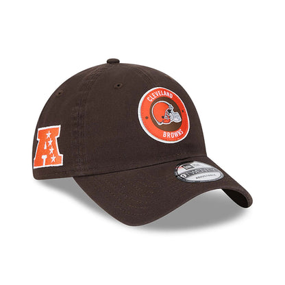 This is a Cleveland Browns NFL Sideline 2024 Dark Brown 9TWENTY Adjustable Cap 1