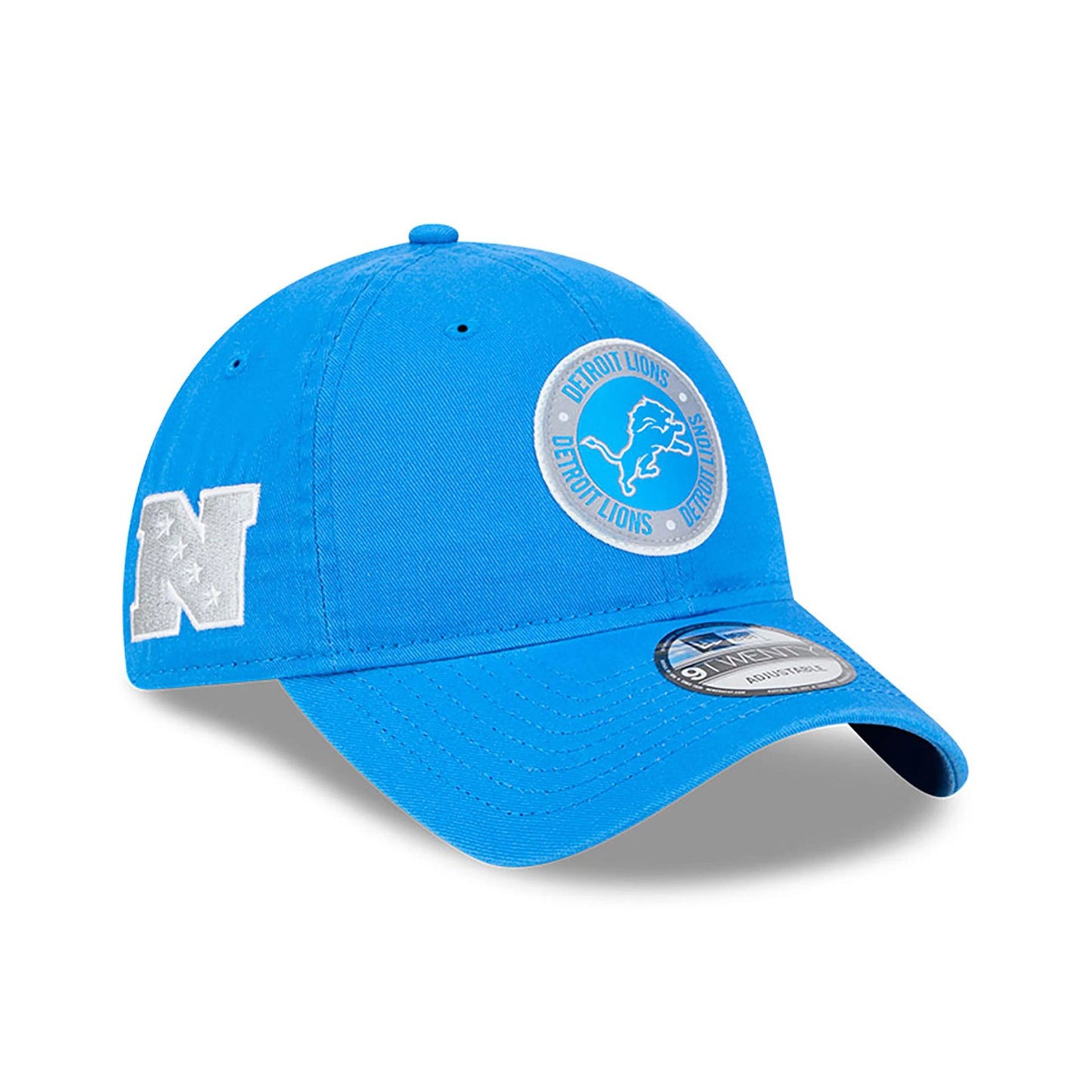 This is a Detroit Lions NFL Sideline 2024 Blue 9TWENTY Adjustable Cap 1