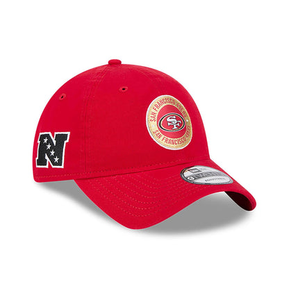 This is a San Francisco 49ers NFL Sideline 2024 Red 9TWENTY Adjustable Cap 1