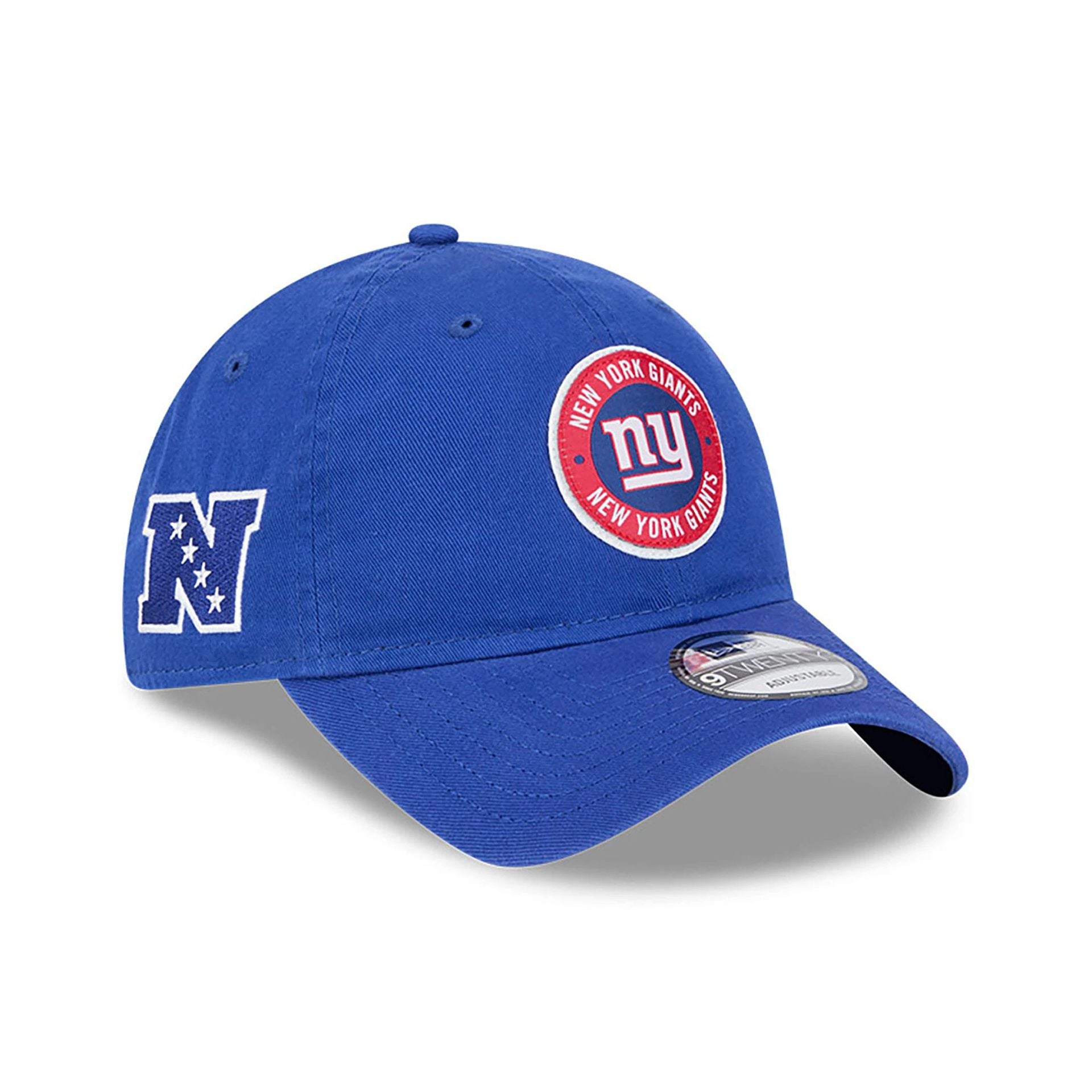 This is a New York Giants NFL Sideline 2024 Blue 9TWENTY Adjustable Cap 1