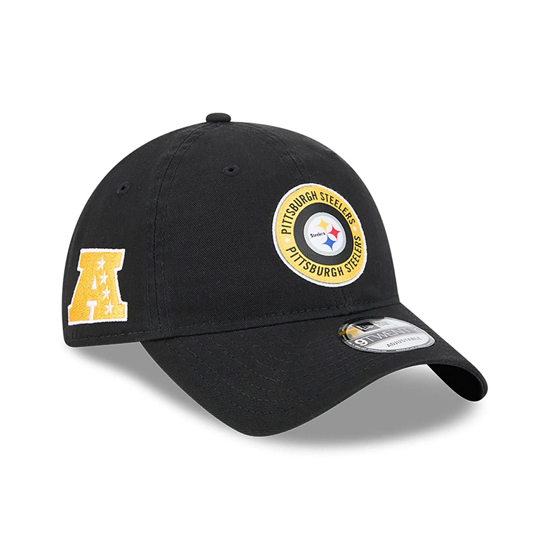 This is a Pittsburgh Steelers NFL Sideline 2024 Black 9TWENTY Adjustable Cap 1