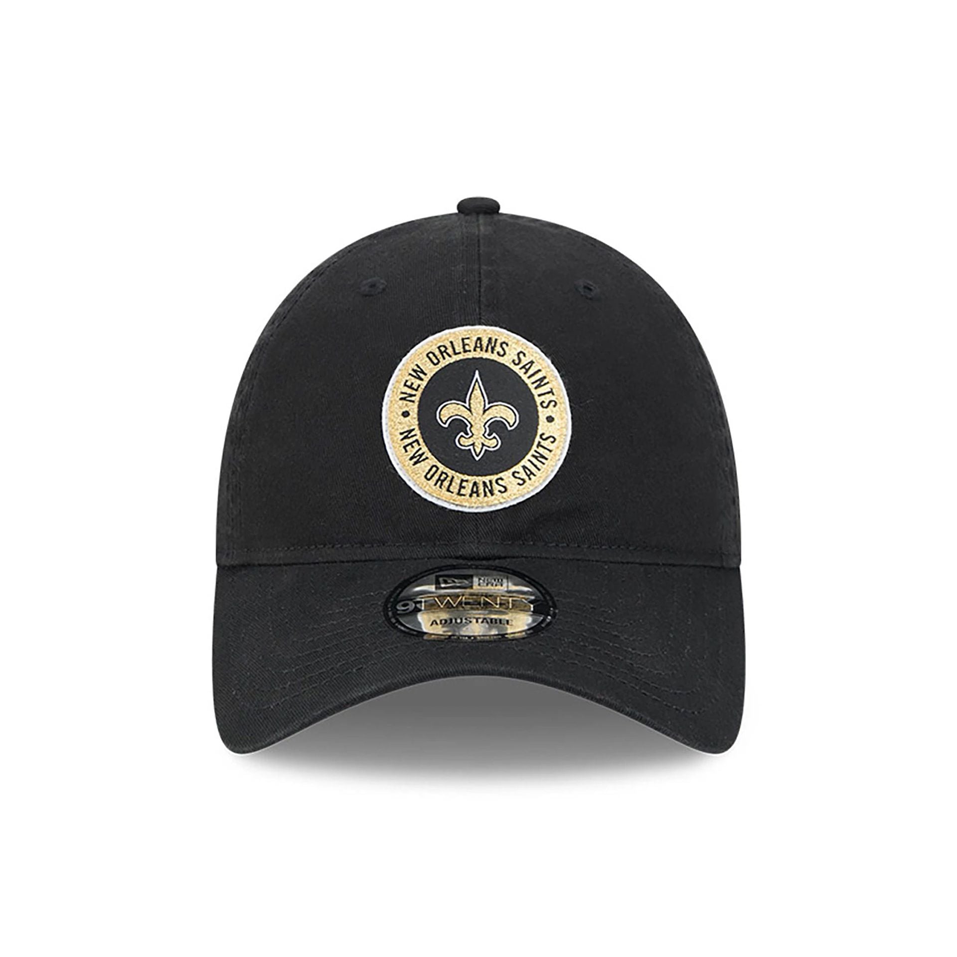 This is a New Orleans Saints NFL Sideline 2024 Black 9TWENTY Adjustable Cap 2