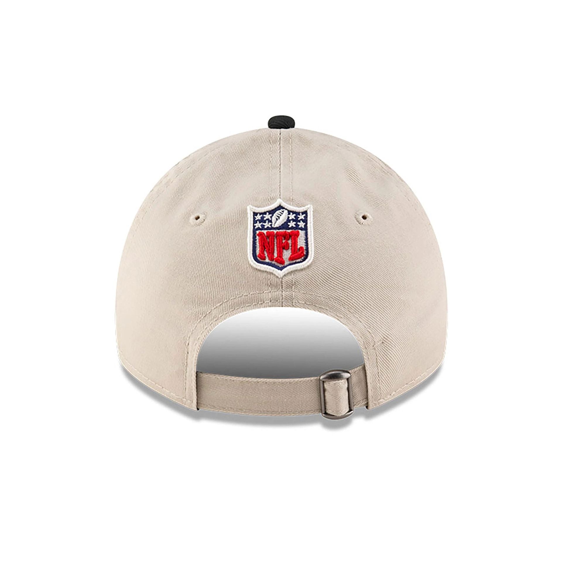 This is a Oakland Raiders NFL Sideline 2024 Historic Beige 9TWENTY Adjustable Cap 4