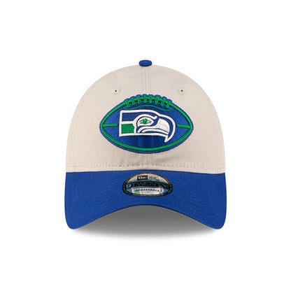 This is a Seattle Seahawks NFL Sideline 2024 Historic Beige 9TWENTY Adjustable Cap 2