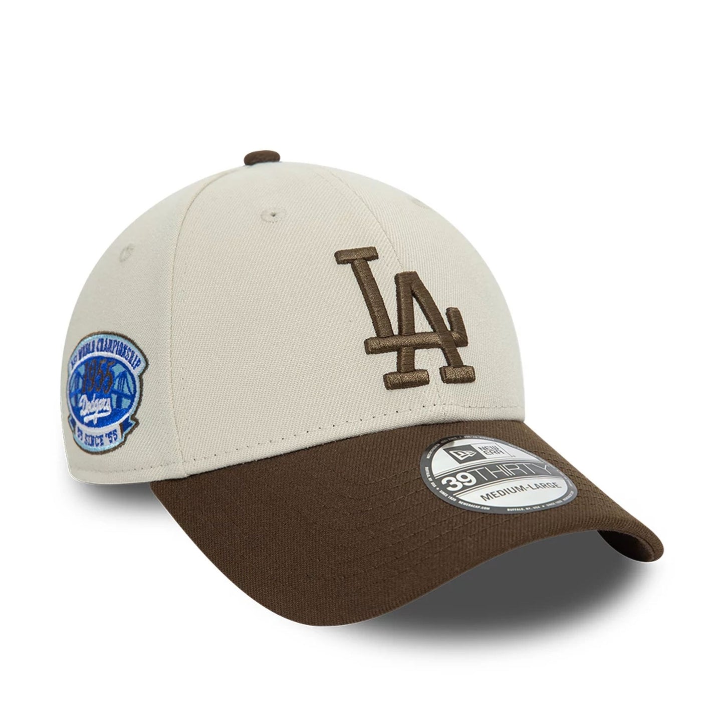 This is a LA Dodgers Neutral World Series Light Beige 39THIRTY Stretch Fit Cap 2