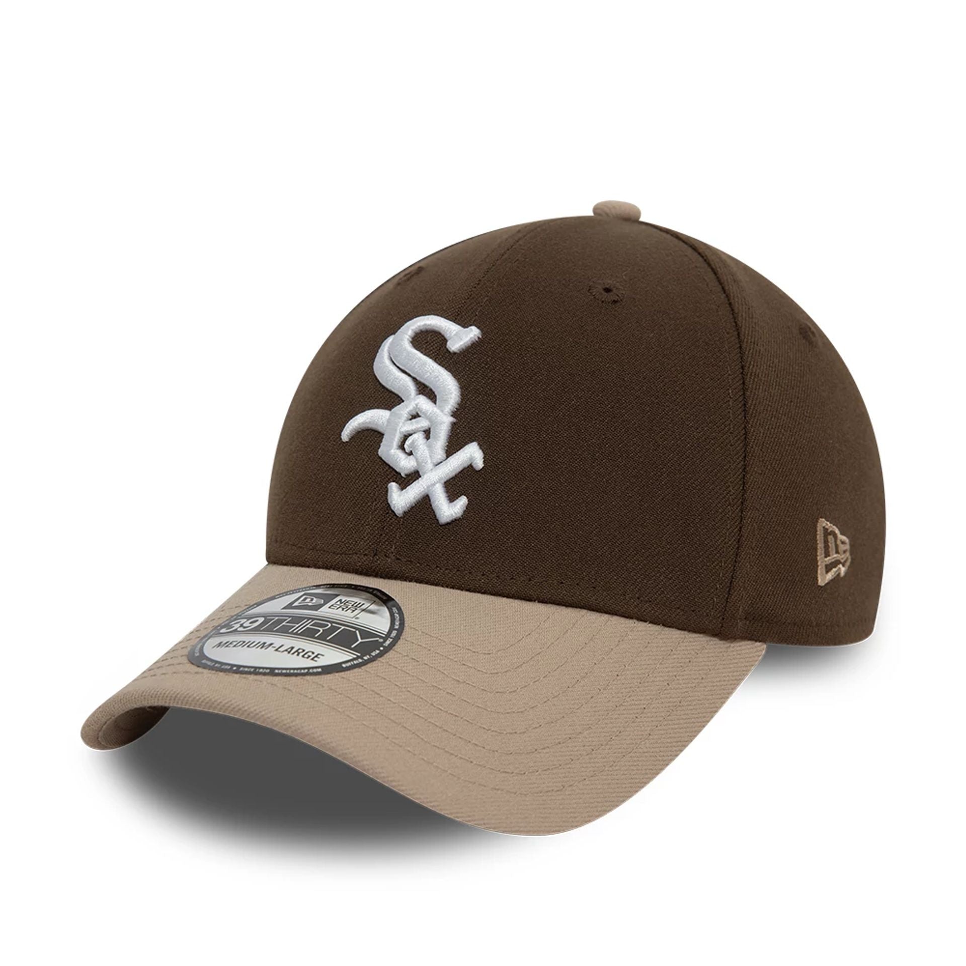 This is a Chicago White Sox Neutral World Series Dark Brown 39THIRTY Stretch Fit Cap 1