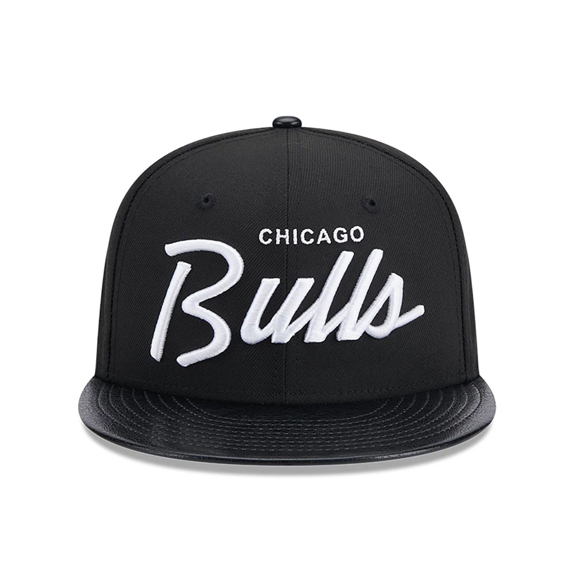 This is a Chicago Bulls Faux Leather Visor Black 9FIFTY Snapback Cap 3