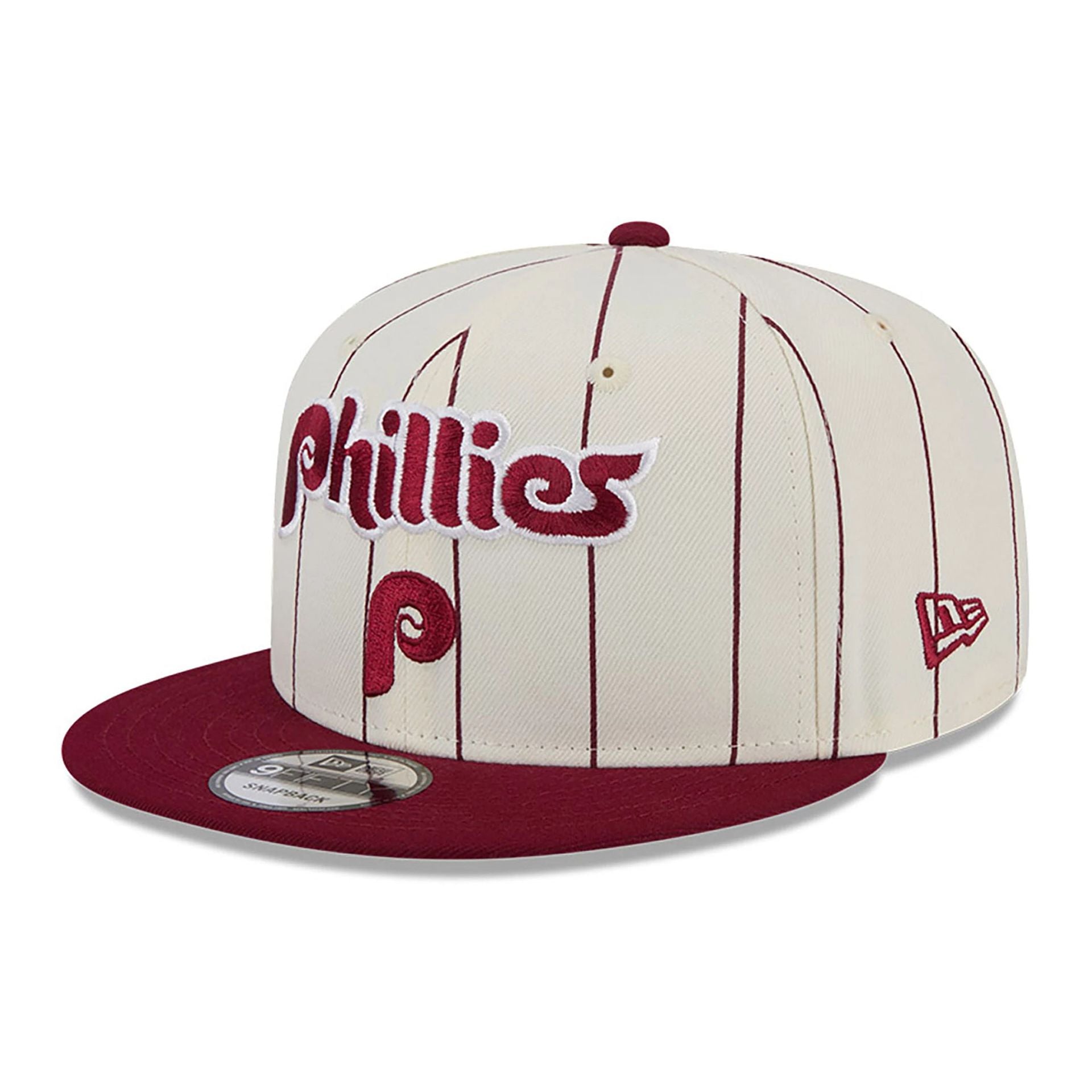 This is a Philadelphia Phillies Jersey Pinstripe Chrome White 9FIFTY Snapback Cap 1