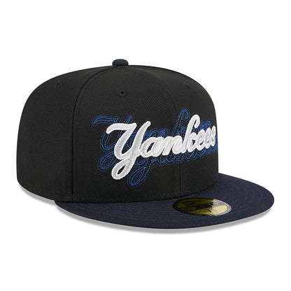 This is a New York Yankees Shadow Stitch Black 59FIFTY Fitted Cap 4