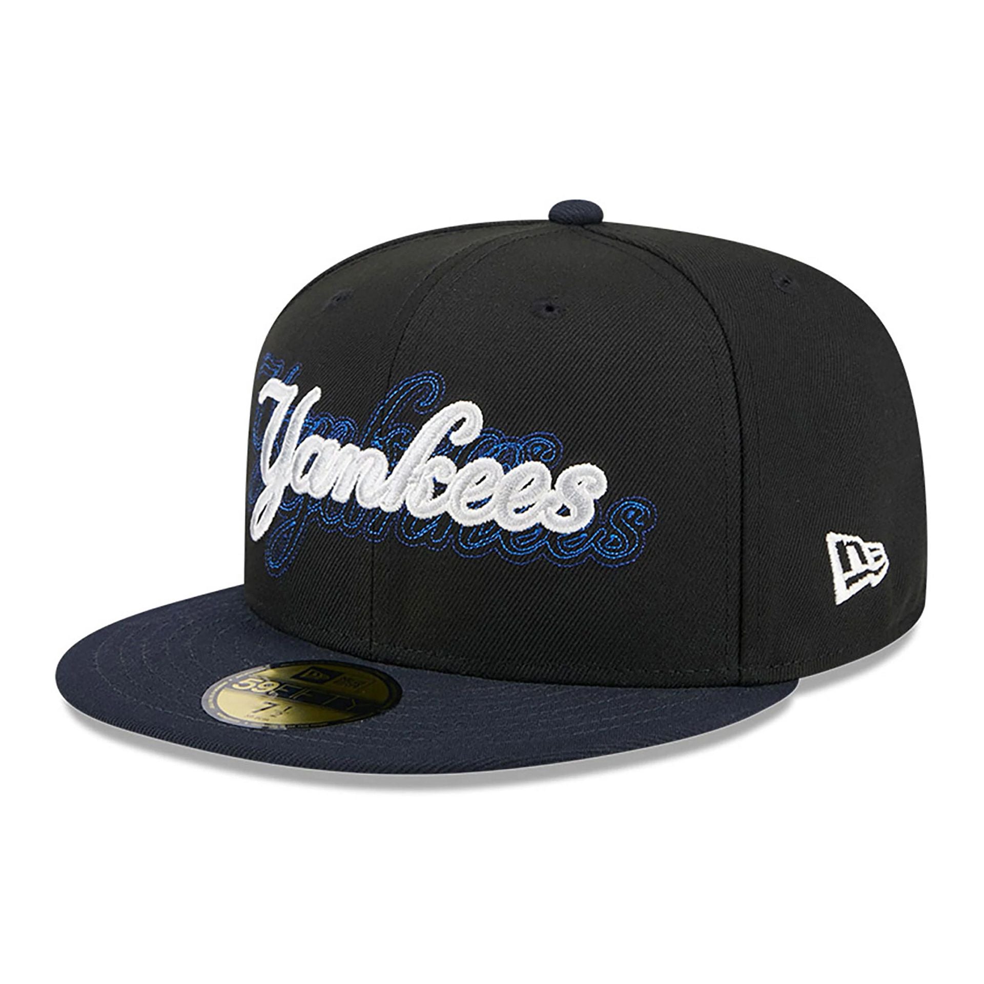 This is a New York Yankees Shadow Stitch Black 59FIFTY Fitted Cap 1