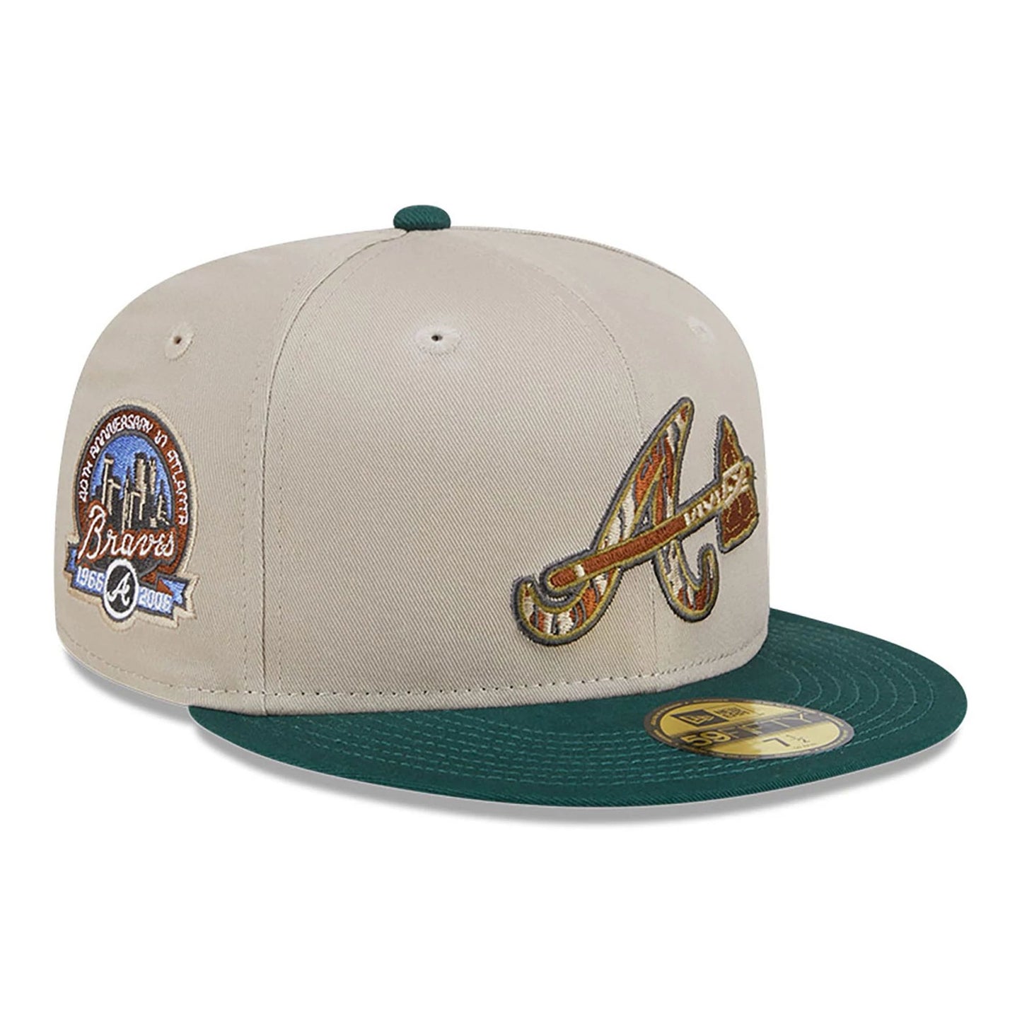 This is a Atlanta Braves Tree Bark Fill Grey 59FIFTY Fitted Cap 1