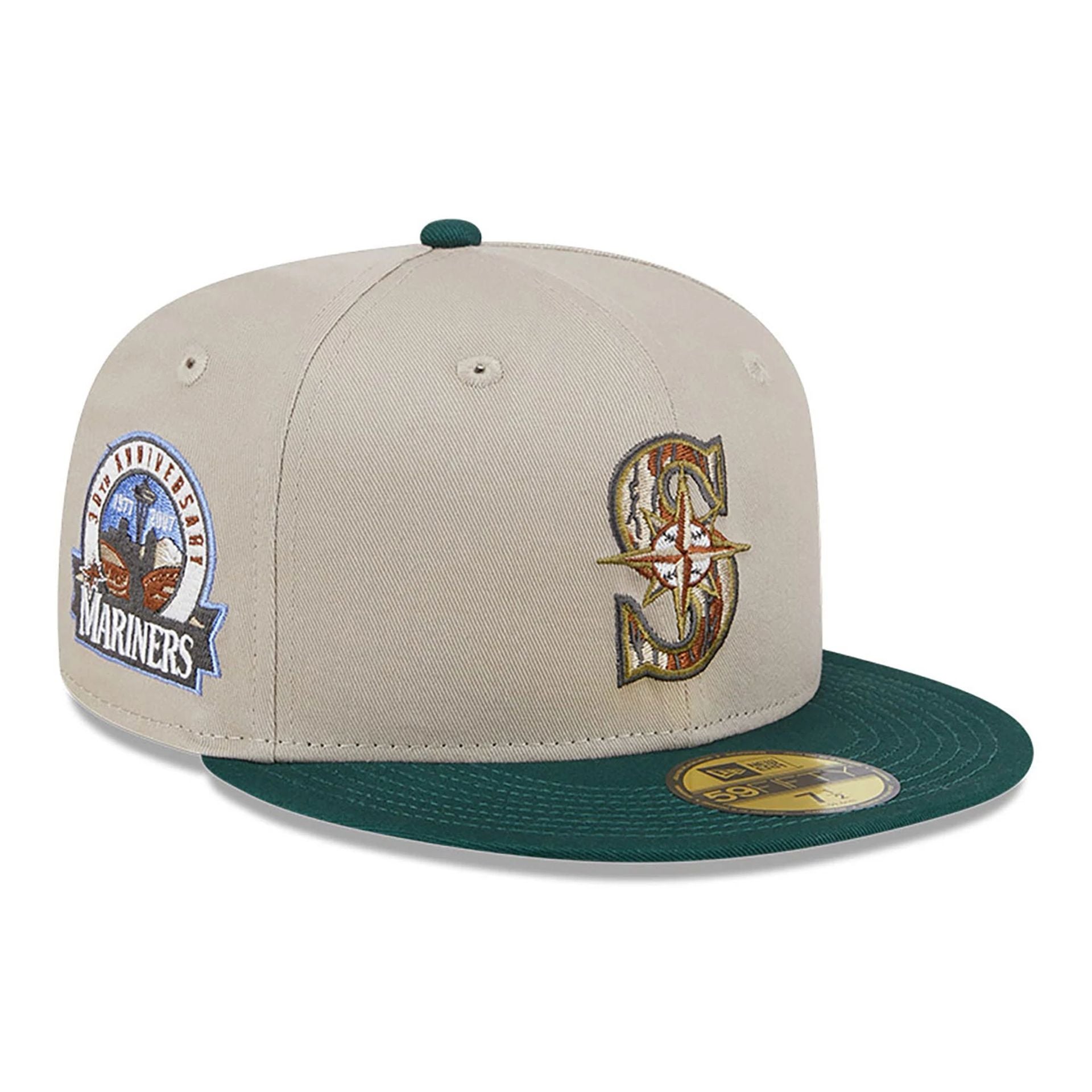 This is a Seattle Mariners Tree Bark Fill Grey 59FIFTY Fitted Cap 1