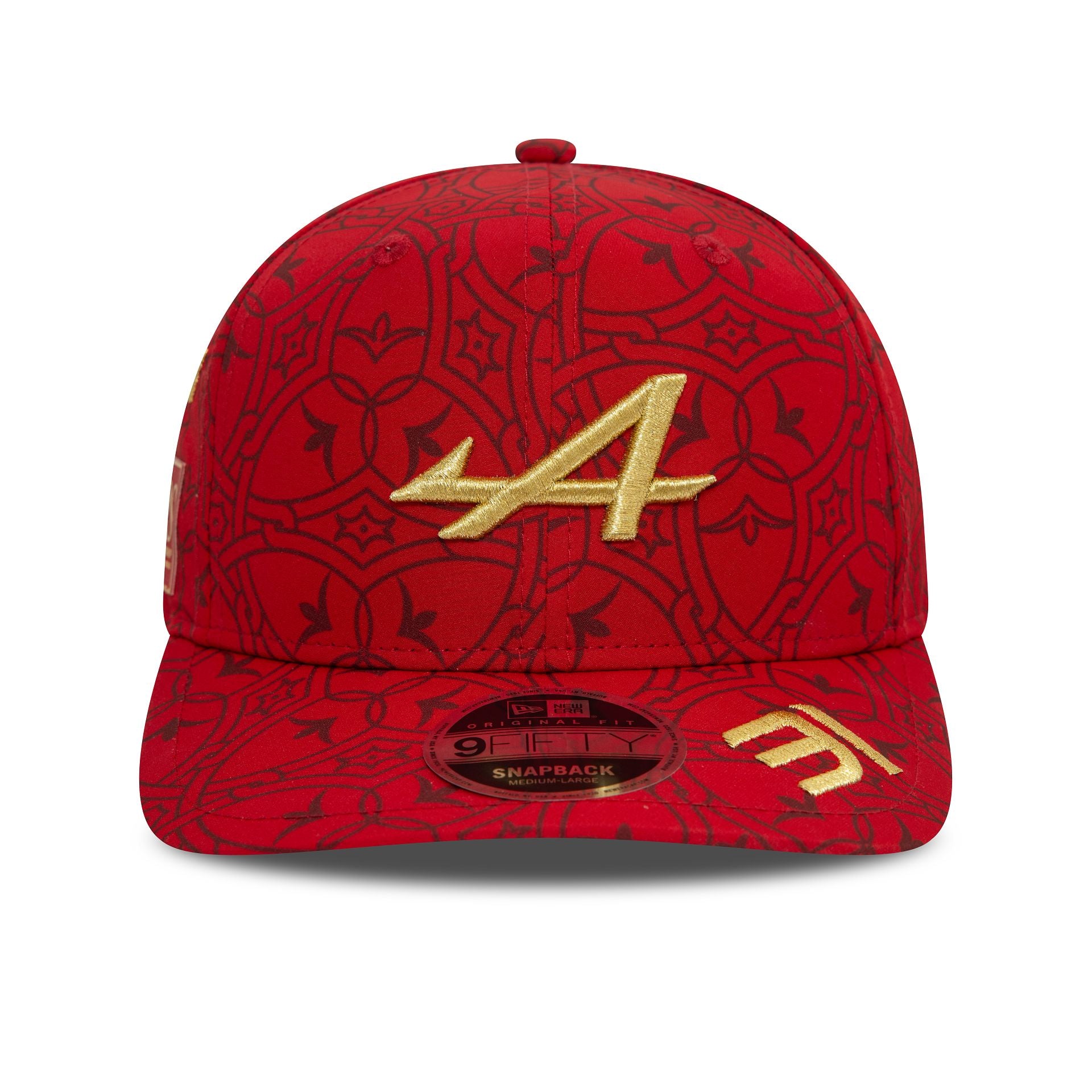 This is a Alpine Racing China Esteban Ocon Red 9FIFTY Original Fit Snapback Cap 4