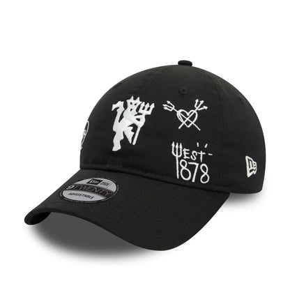 This is a Manchester United FC Scribble Black 9TWENTY Adjustable Cap 1