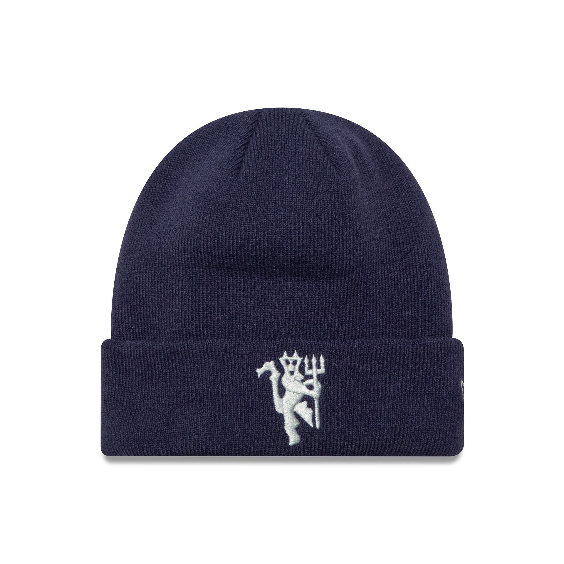 This is a Manchester United FC Seasonal Navy Cuff Knit Beanie Hat 1