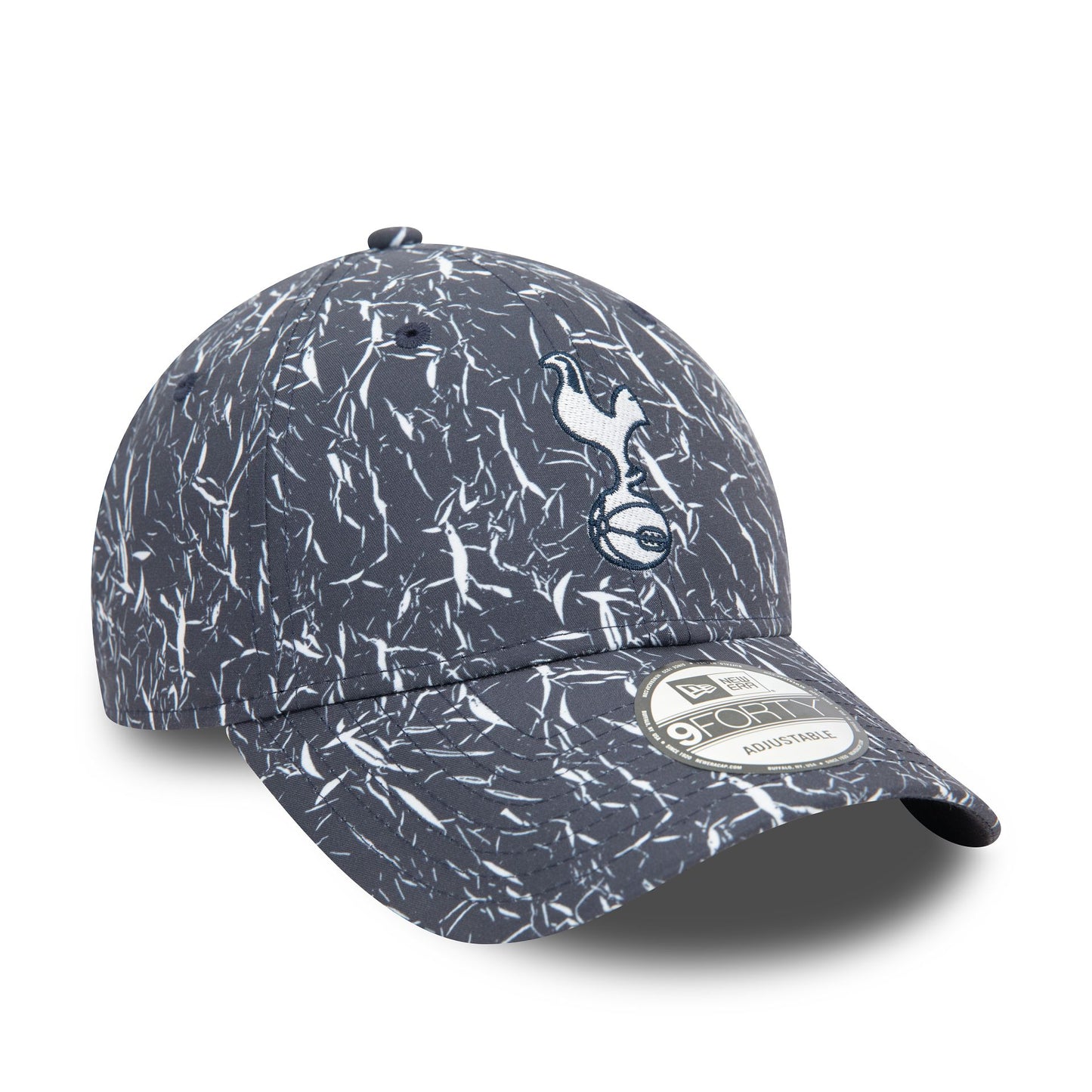 This is a Tottenham Hotspur FC Crinkle All Over Print Navy 9FORTY Adjustable Cap 1