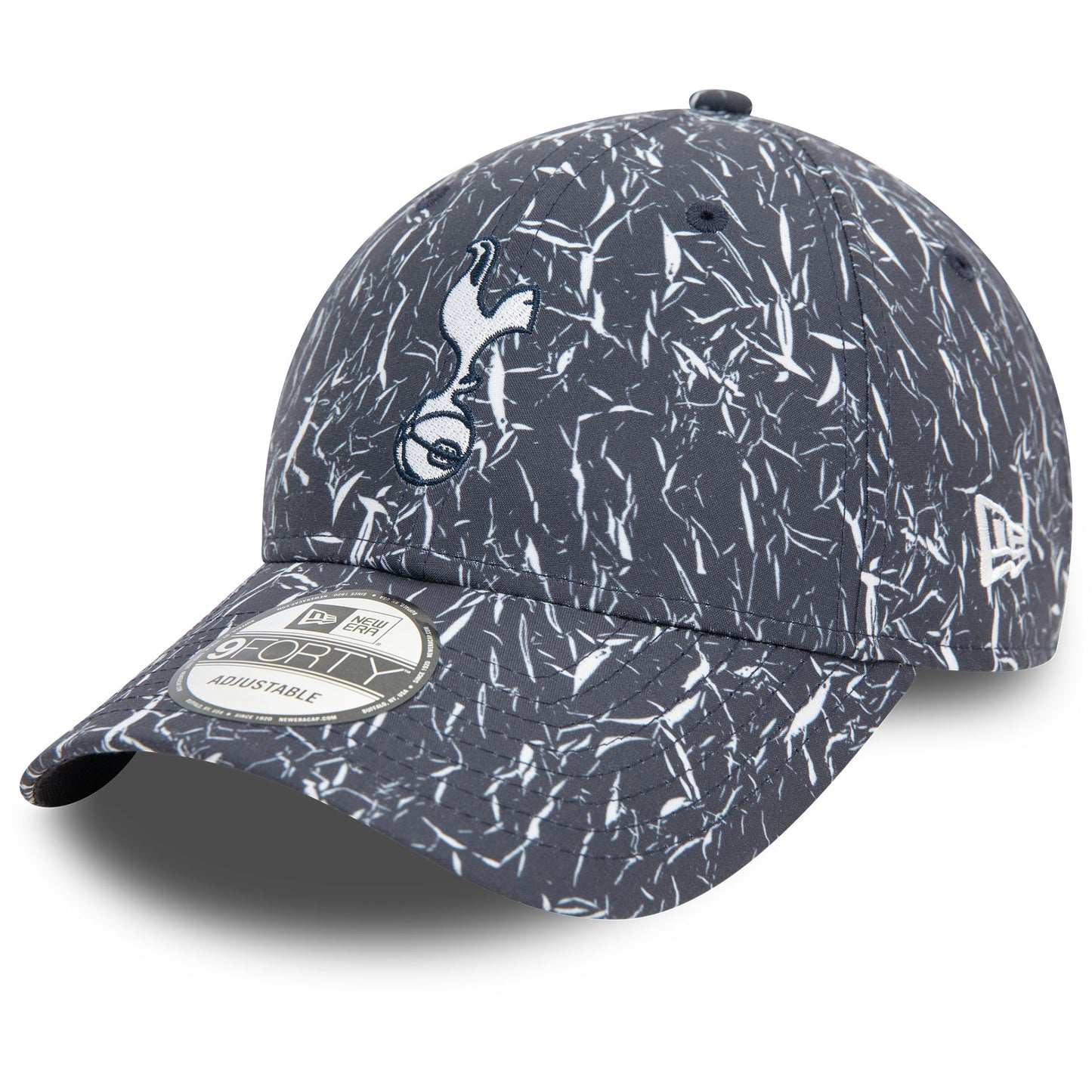 This is a Tottenham Hotspur FC Crinkle All Over Print Navy 9FORTY Adjustable Cap 5