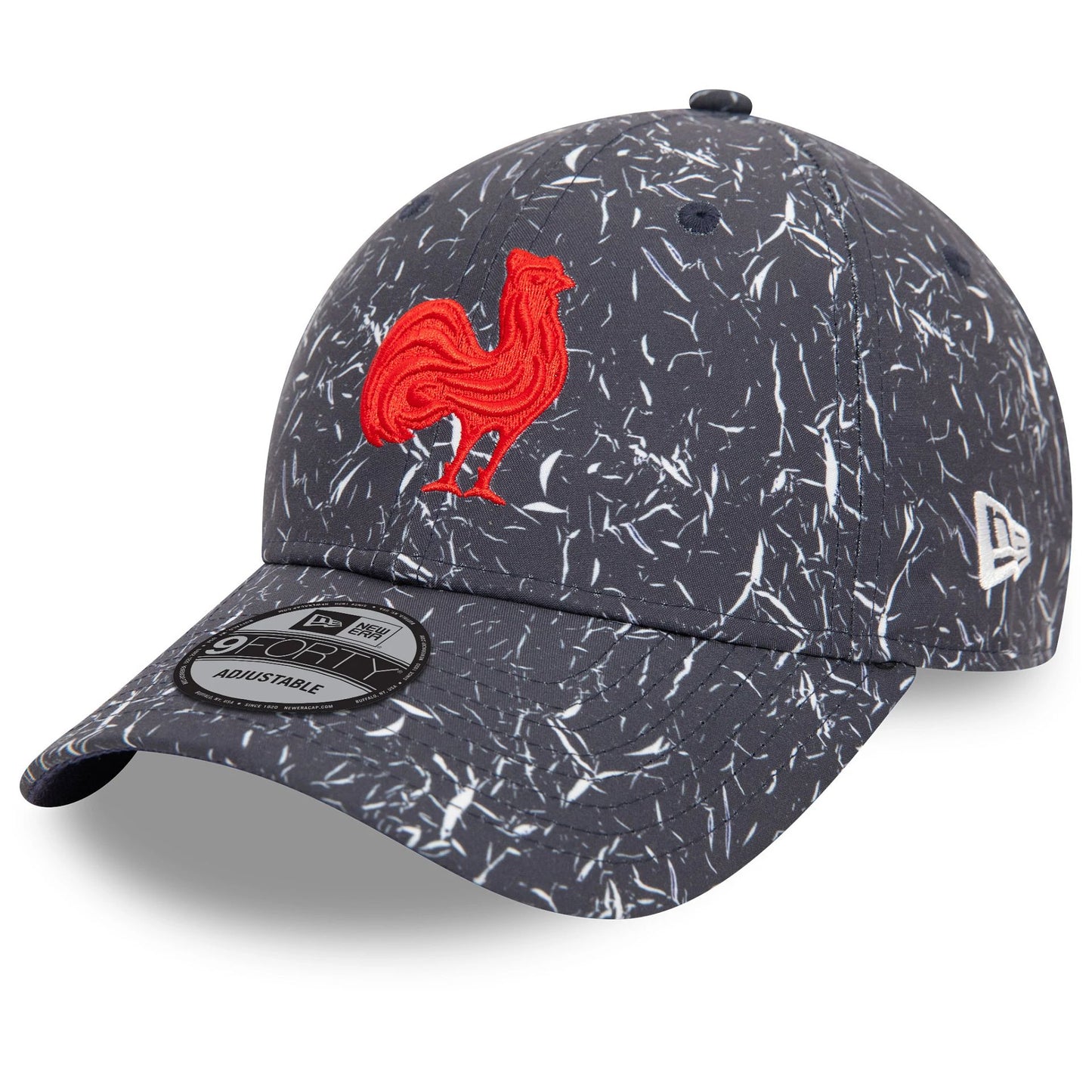 This is a French Federation Of Rugby Crinkle All Over Print Navy 9FORTY Adjustable Cap 1