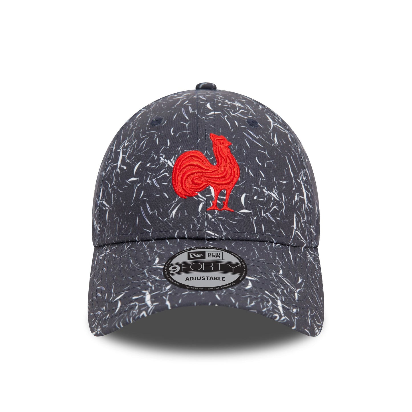 This is a French Federation Of Rugby Crinkle All Over Print Navy 9FORTY Adjustable Cap 2