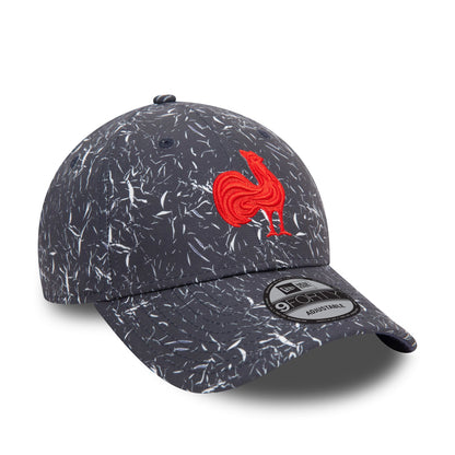 This is a French Federation Of Rugby Crinkle All Over Print Navy 9FORTY Adjustable Cap 3