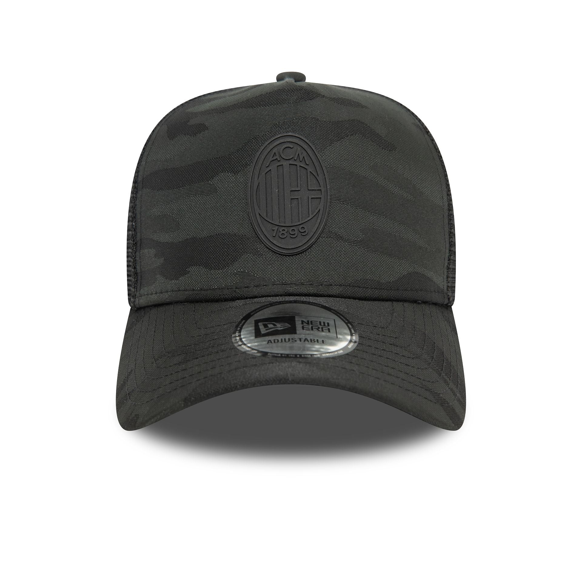 This is a AC Milan Tonal Camo Black 9FORTY E-Frame Adjustable Trucker Cap 2