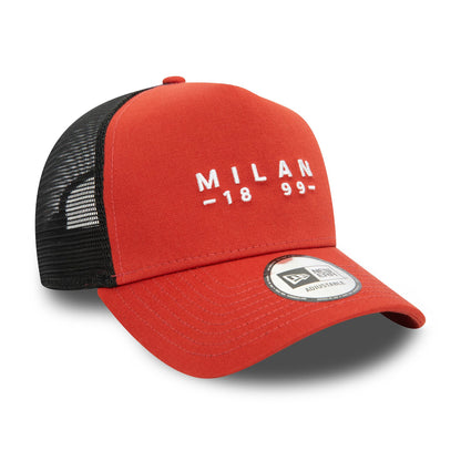 This is a AC Milan Seasonal Wordmark Copper 9FORTY E-Frame Adjustable Trucker Cap 3