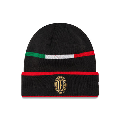 This is a AC Milan 1995 Black Cuff Knit Beanie Hat 1