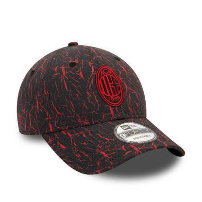 This is a AC Milan Crinkle All Over Print Black 9FORTY Adjustable Cap 1