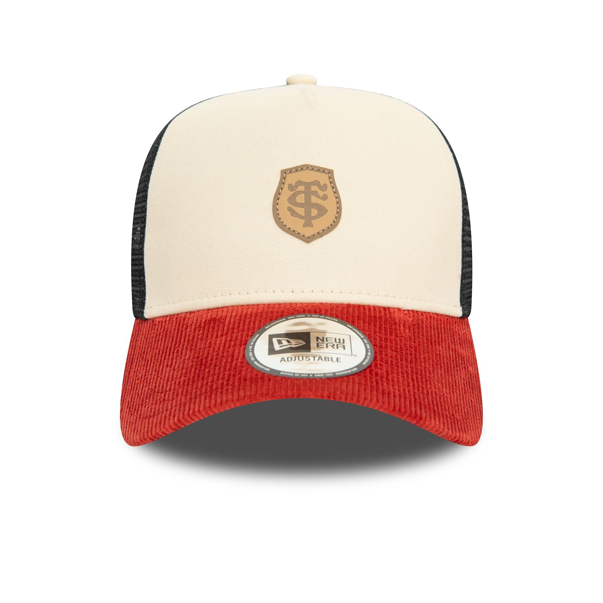 This is a Stade Toulousain Micro Cord Light Beige 9FORTY E-Frame Adjustable Trucker Cap 2