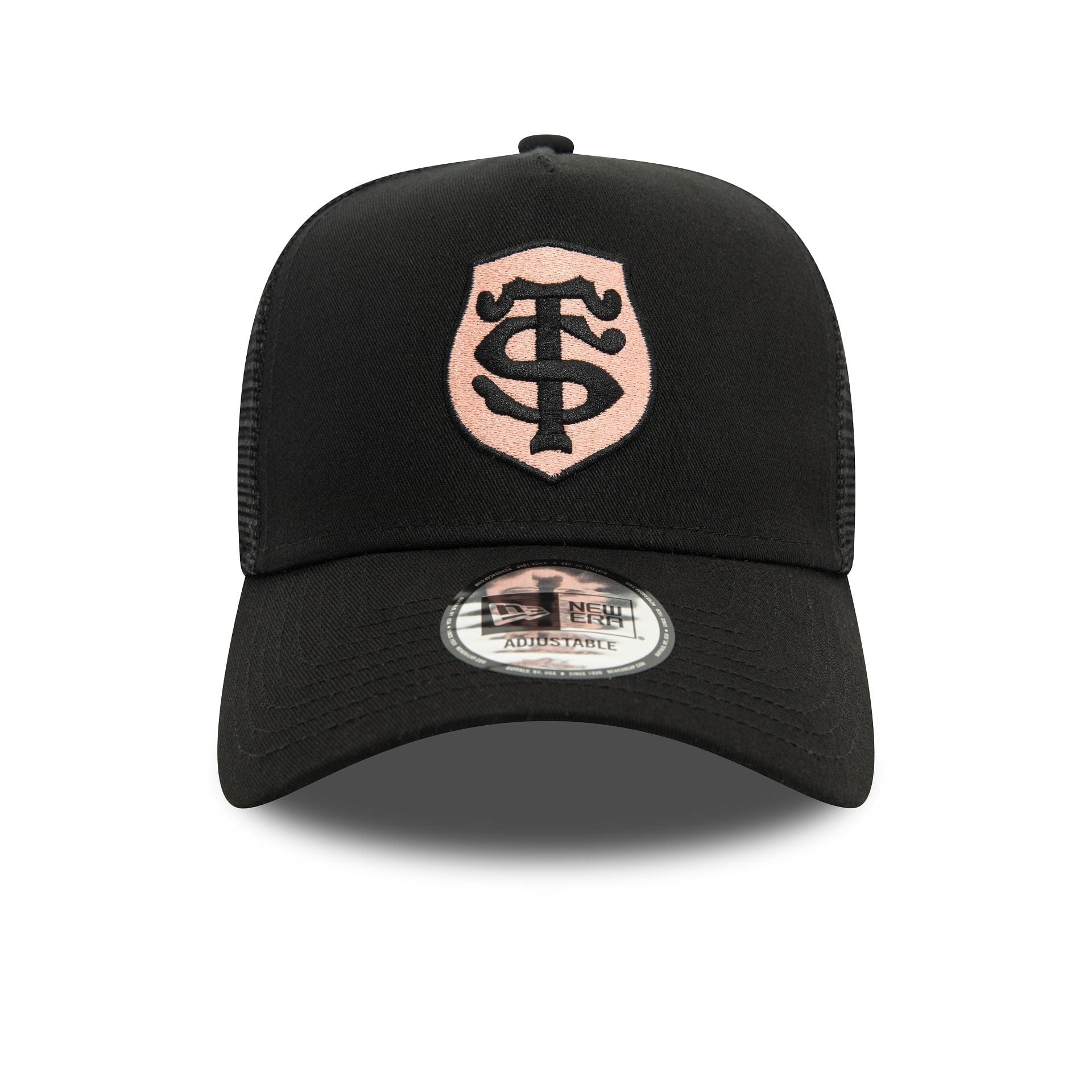 This is a Stade Toulousain Third Black 9FORTY E-Frame Adjustable Trucker Cap 2