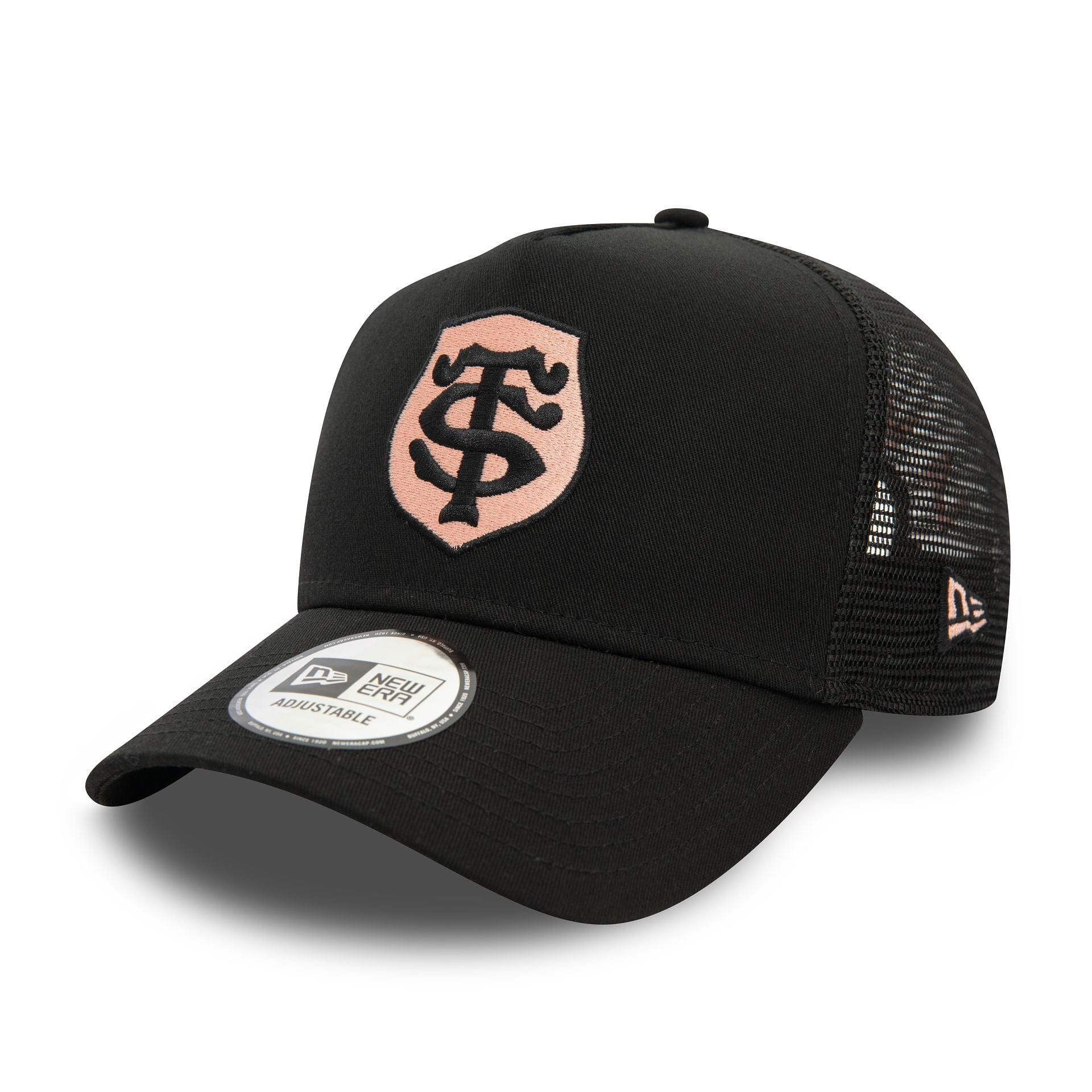 This is a Stade Toulousain Third Black 9FORTY E-Frame Adjustable Trucker Cap 1