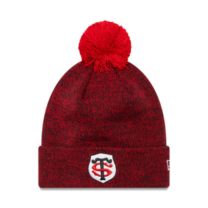 This is a Stade Toulousain Marl Red Bobble Knit Beanie Hat 1