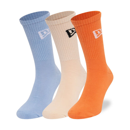 This is a New Era 3 Pack Pastel Blue Crew Socks 1