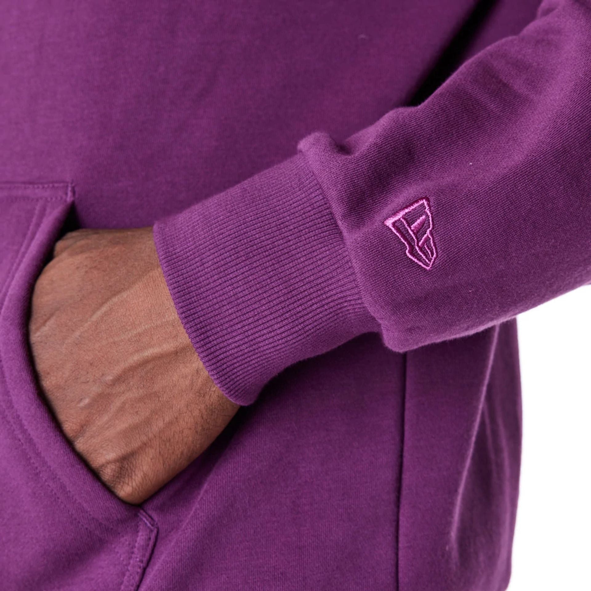 The Male model is wearing LA Dodgers League Essential Dark Purple Oversized Pullover Hoodie 4