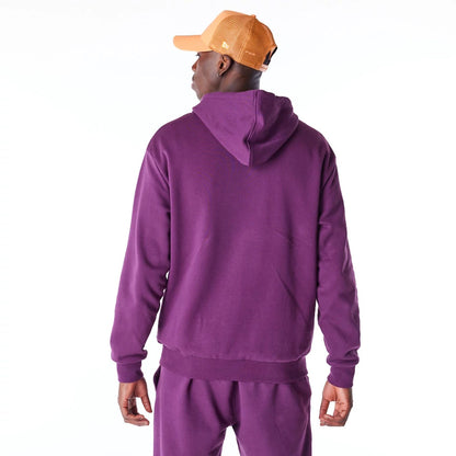 The Male model is wearing LA Dodgers League Essential Dark Purple Oversized Pullover Hoodie 3