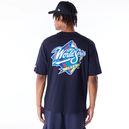 The Male model is wearing New York Yankees MLB World Series Navy Oversized T-Shirt  1