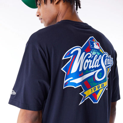 The Male model is wearing New York Yankees MLB World Series Navy Oversized T-Shirt  3