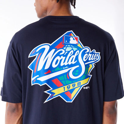 The Male model is wearing New York Yankees MLB World Series Navy Oversized T-Shirt  5