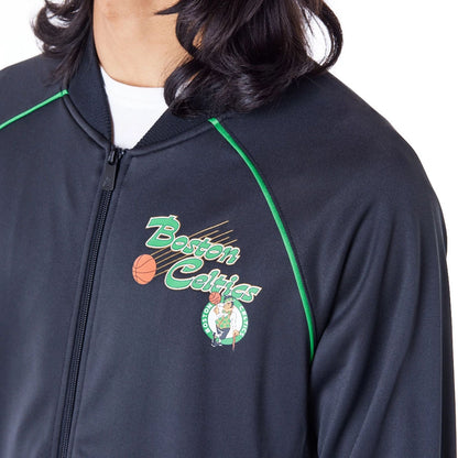 The Male model is wearing Boston Celtics NBA Script Black Track Jacket 6