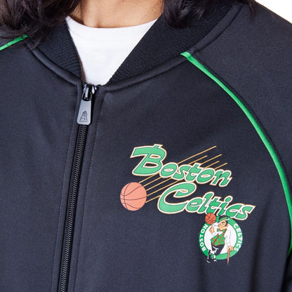 The Male model is wearing Boston Celtics NBA Script Black Track Jacket 2